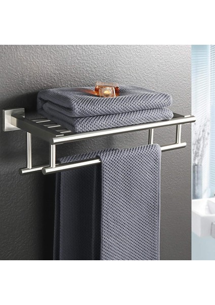 Duvara Monte Çift Havlu Askısı - 2 Barlı Banyo Raflı, 60CM, Paslanmaz Çelik (Yurt Dışından) modelleri