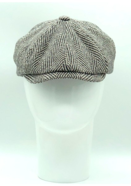 Kışlık Kaşe Yünlü Bej Balıksırtı Desenli 8 Parçalı Irish Stili Peaky Blinders Kasket Şapka fiyatları