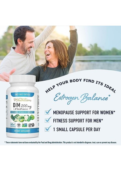 Dim 200 mg Bioperine Estrogen Balance Support 60 Capsules