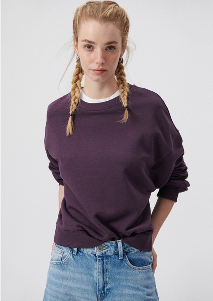 Bisiklet Yaka Mor Basic Sweatshirt1611770-70635