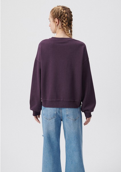 Bisiklet Yaka Mor Basic Sweatshirt1611770-70635