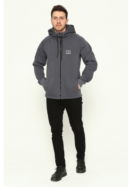 Erkek Standart Fit Normal Kesim Içi Polarlı 3 Iplik Kapüşonlu Fermuarlı Sweatshirt fırsatları