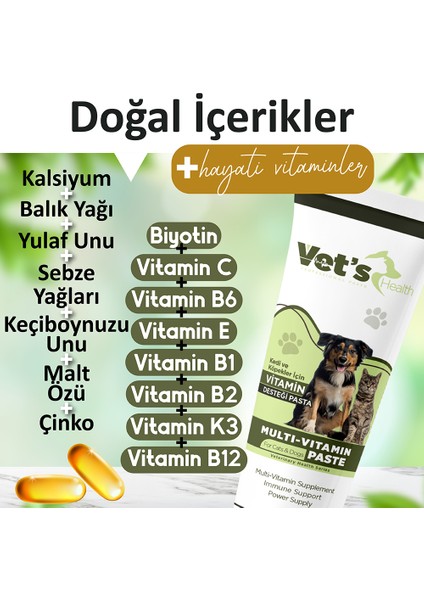 Vet’s Health Multi Vitamin Paste Kedi ve Köpekler Için Vitamin Desteği Pasta 100g fırsatları