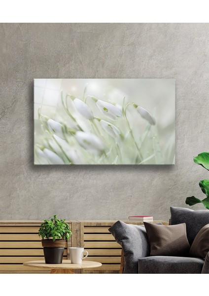 Eliza Home Kardelen Çiçeği Cam Tablo Snowdrop Flower