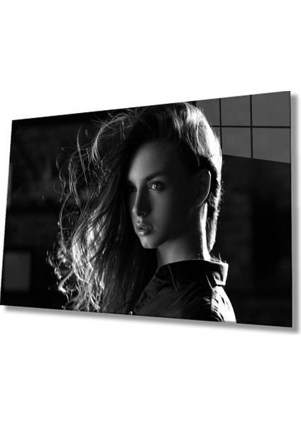 Eliza Home Siyah Beyaz Insan Fotoğrafları Kadın Cam Tablo