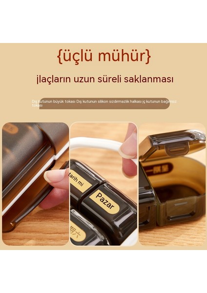 Yedi Günlük Işık Geçirmez Dört Bölmeli Taşınabilir Hap Kutusu (Yurt Dışından)