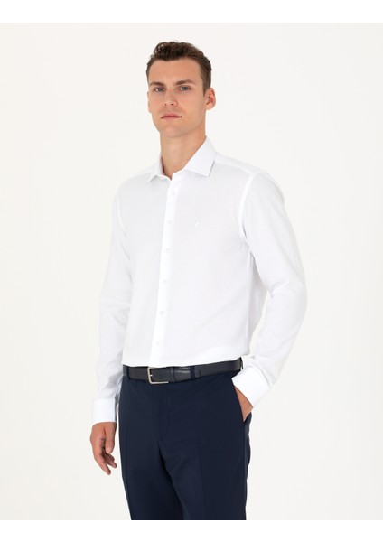 Pierre Cardin Erkek Beyaz Slim Fit Uzun Kollu Gömlek 50275684-VR013