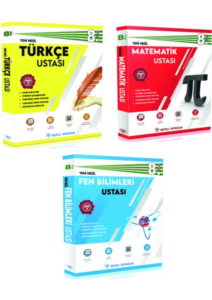 8. Sınıf Usta Serisi Türkçe Matematik Fen Bilimleri Ustası Seti Mutlu Yayınları