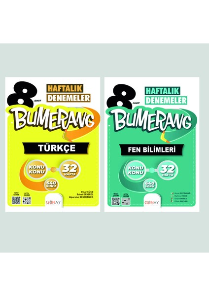 Gün&Ay Yayınları 8. Sınıf Bumerang Türkçe ve Fen Bilimleri Deneme Seti