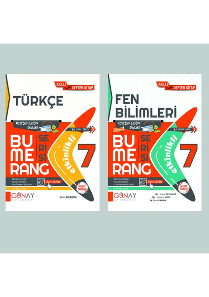 Günay Yayınları Gün&Ay Yayınları 7. Sınıf Bumerang Etkinlikli Türkçe ve Fen Bilimleri Soru Bankası Seti