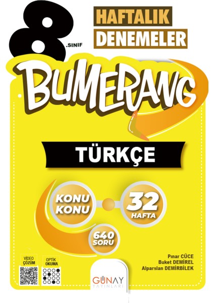 Gün&Ay Yayınları 8. Sınıf Bumerang Türkçe Matematik Fen Bilimleri Inkılap Tarihi Deneme Seti