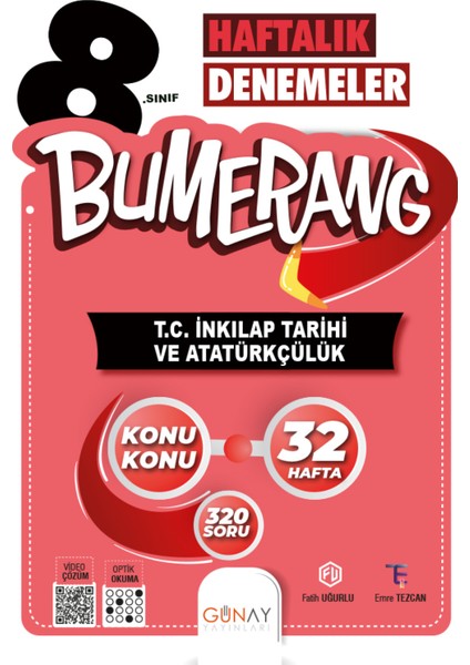 Gün&Ay Yayınları 8. Sınıf Bumerang Türkçe Matematik Fen Bilimleri Inkılap Tarihi Deneme Seti