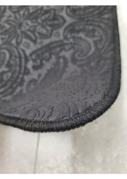 Ultrasoft Desenli Siyah 3’lü Banyo Paspası Halısı Seti Kaymaz Taban Yıkanabilir Klozet Takımı