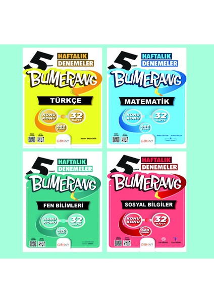 Gün&Ay Yayınları 5. Sınıf Bumerang Türkçe Matematik Fen Bilimleri Sosyal Bilgiler Deneme Seti