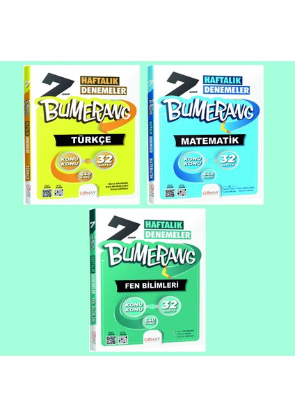 Gün&Ay Yayınları 7. Sınıf Bumerang Türkçe Matematik Fen Bilimleri Deneme Seti
