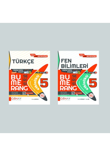 Gün&Ay Yayınları 5. Sınıf Bumerang Etkinlikli Türkçe ve Fen Bilimleri Soru Bankası Seti