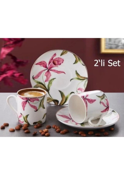 Gönül 3399 Porselen Çiçekli Kahve Fincanı Takımı 2'li