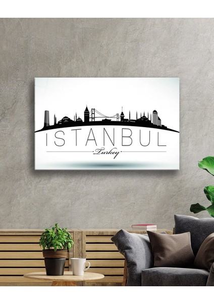 Eliza Home Istanbul Turkey Yazılı Siyah Beyaz Cam Tablo fiyatları