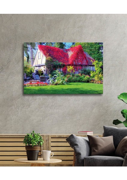 Eliza Home Mor Çiçekli Ev Cam Tablo Purple Flowers House fiyatları