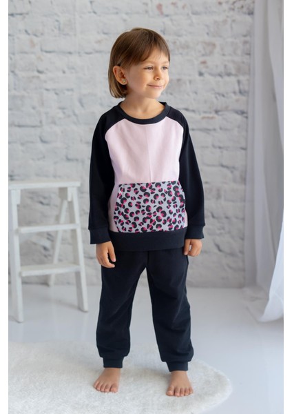 Kız Çocuk Kanguru Cepli Eşofman Takımı