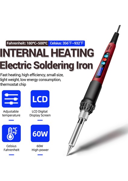 Ienın 60 W Sıcaklık Ayarlanabilir Elektrikli Kaynak Kaynak Abd 18 Set (Yurt Dışından)