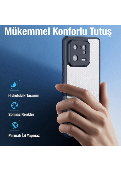 Polham Xiaomi 13 Pro Uyumlu Premium Buzlu Sert Kamera Koruyuculu Kılıf, Parmaz Izi Kalmaz Kılıf