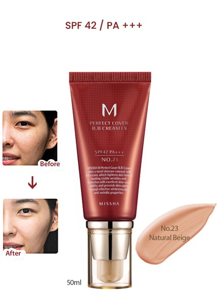 Yoğun Kapatıcılık Sunan BB Krem M Perfect Cover BB Cream Ex SPF42/PA+++ No: 23 (50ml)