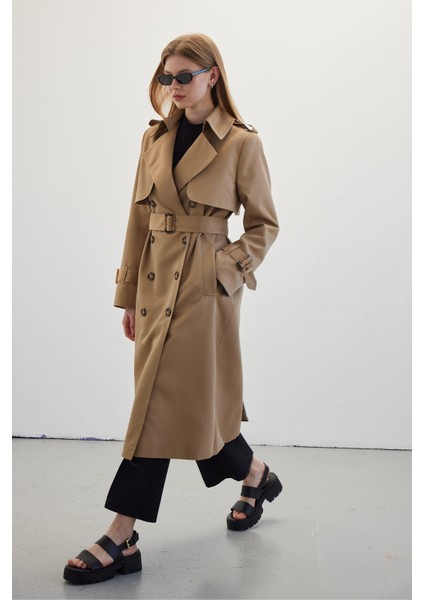 Kruvaze Klasik Trençkot Camel modelleri