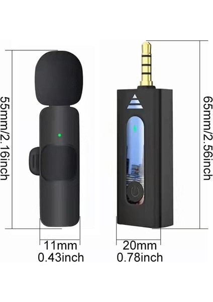 Kablosuz Çift Yaka Vlog Mikrofonu (3.5mm - Çok Yönlü Kondenser Mikrofon Cep Telefon - Müzikseti - Seslendirme Anfi)