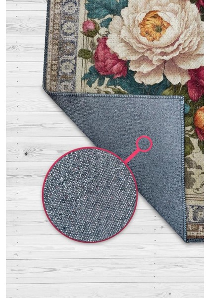 Art Deco Şakayık Çiçeği Vintage Halı Görünümlü Dijital Baskı Renkli Halı Rustik Çiçek Halı modelleri