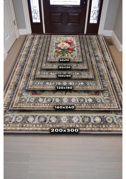 Art Deco Şakayık Çiçeği Vintage Halı Görünümlü Dijital Baskı Renkli Halı Rustik Çiçek Halı indirimleri