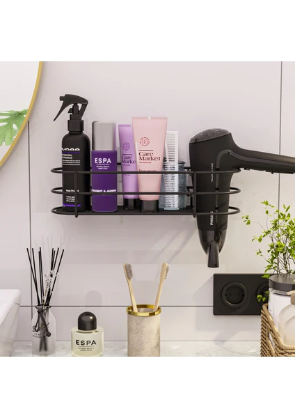 Banyo Aksesuarları Banyo Düzenleyici Yapışkanlı Saç Kurutma Makinesi Fön Makinesi Organizer Raf