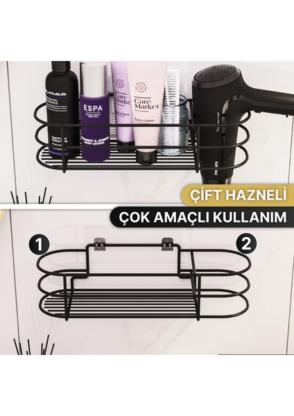 Banyo Aksesuarları Banyo Düzenleyici Yapışkanlı Saç Kurutma Makinesi Fön Makinesi Organizer Raf