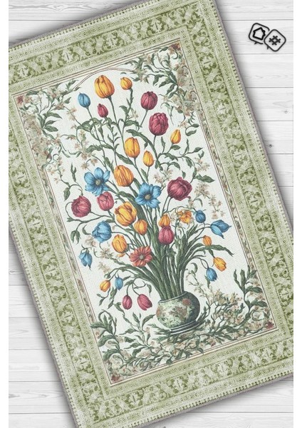 Art Deco Tomurcuk Çiçeği Vintage Halı Görünümlü Baskı Renkli Halı Rustik Çiçekli Halı fiyatları