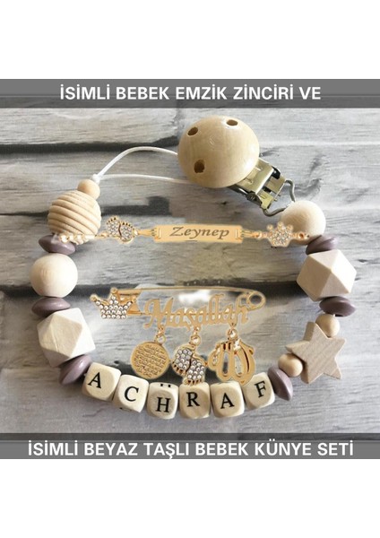 Isimli Bebek Emzik Zinciri ve Isimli Bebek Künye Seti BEZYI716