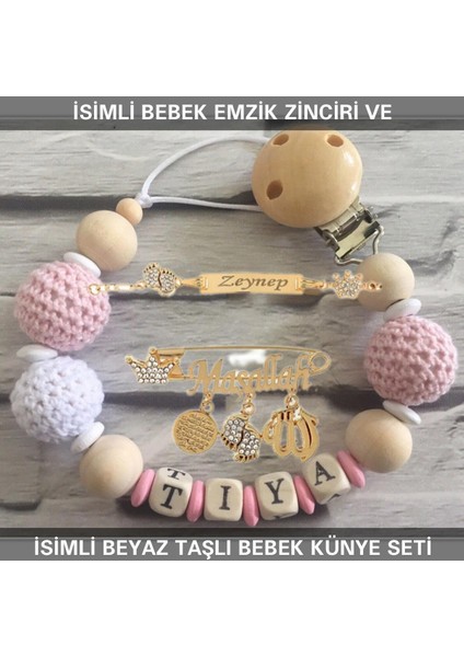 Isimli Bebek Emzik Zinciri ve Isimli Bebek Künye Seti BEZYI707