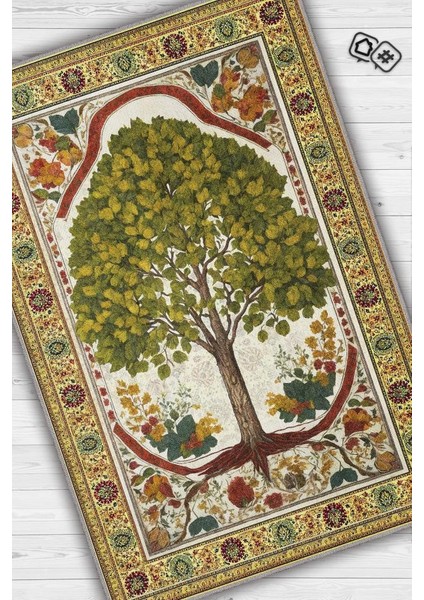 Art Deco Ihlamur Ağacı Vintage Halı Görünümlü Dijital Baskı Renkli Halı,Rustik Çiçekli Halı fiyatları
