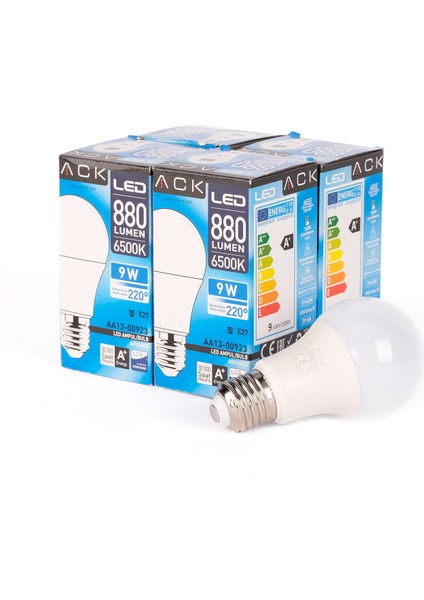 9W LED Ampul 6500K Beyaz Işık E27 4'lü Eko Paket