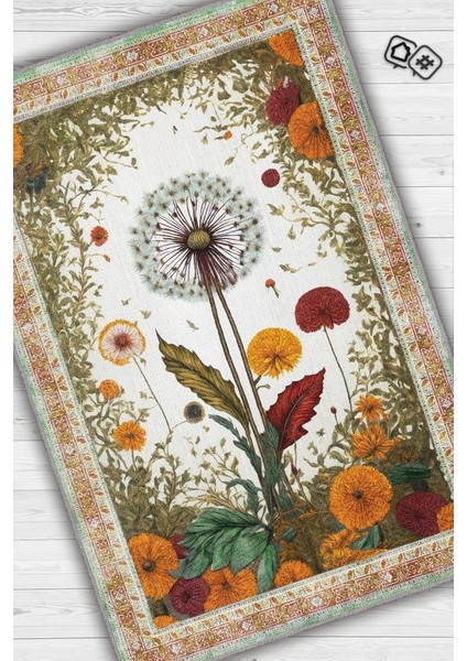 Art Deco Karahindiba Vintage Halı Görünümlü Dijital Baskı Renkli Halı,Rustik Çiçekli Halı fiyatları