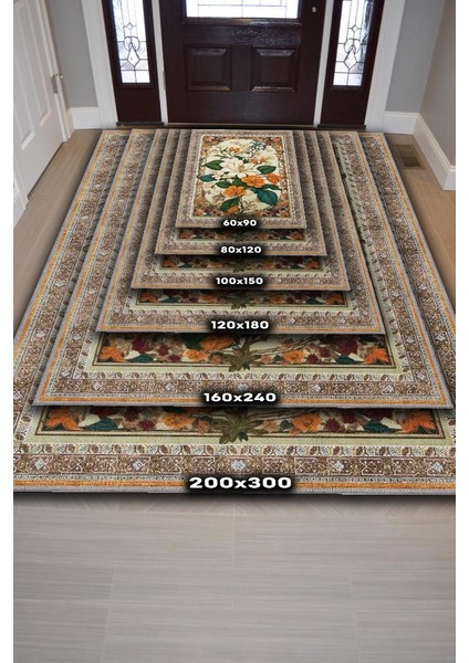 Art Deco Yasemin Çiçeği Vintage Halı Görünümlü Dijital Baskı Renkli Halı,Rustik Çiçek Halı indirimleri
