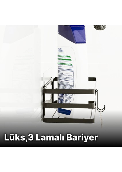 Banyo Düzenleyici Şampuanlık Sabunluk 2 Li Set Lamalı Yapışkanlı 4 Askılı Duş Rafı Organizer indirimleri
