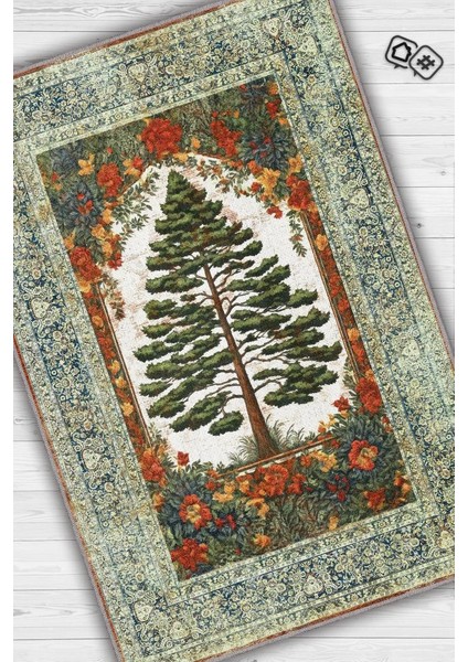 Art Deco Çam Ağacı Vintage Halı Görünümlü Dijital Baskı Renkli Halı,Rustik Çiçekli Halı fiyatları