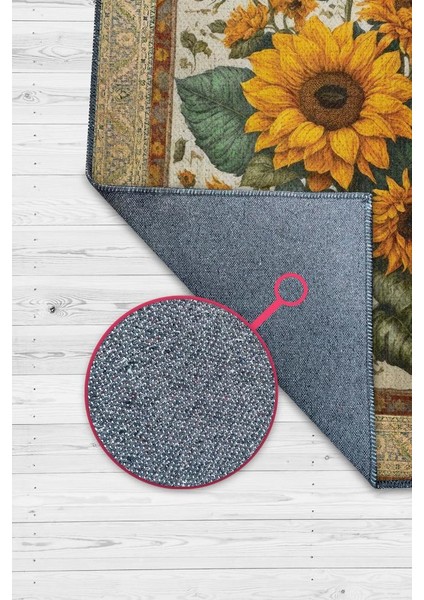 Art Deco Ay Çiçeği Vintage Halı Görünümlü Dijital Baskı Çok Renkli Halı,Rustik Çiçekli Halı modelleri