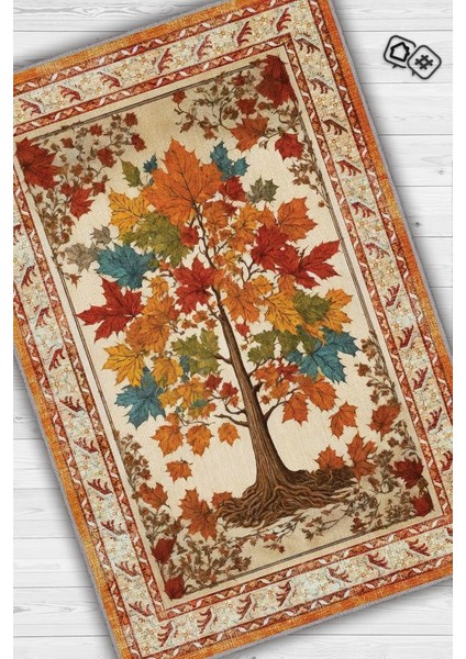 Art Deco Çınar Ağacı Vintage Halı Görünümlü Dijital Baskı Renkli Halı,Rustik Çiçekli Halı fiyatları