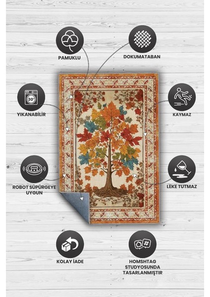 Art Deco Çınar Ağacı Vintage Halı Görünümlü Dijital Baskı Renkli Halı,Rustik Çiçekli Halı fırsatları