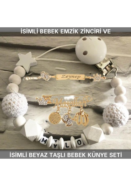 Isimli Bebek Emzik Zinciri ve Isimli Bebek Künye Seti BEZYI708