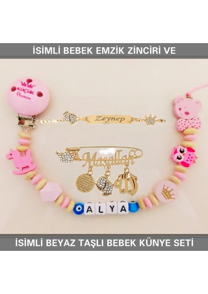 Isimli Bebek Emzik Zinciri ve Isimli Bebek Künye Seti BEZYI700