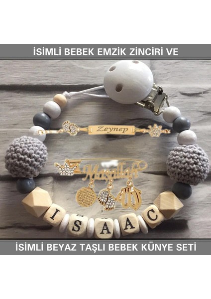 Isimli Bebek Emzik Zinciri ve Isimli Bebek Künye Seti BEZYI705