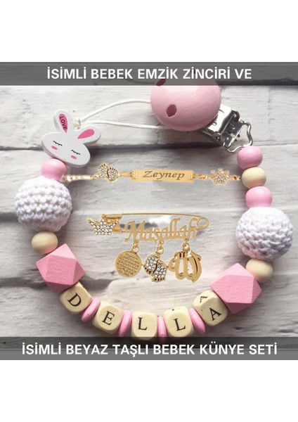 Isimli Bebek Emzik Zinciri ve Isimli Bebek Künye Seti BEZYI726
