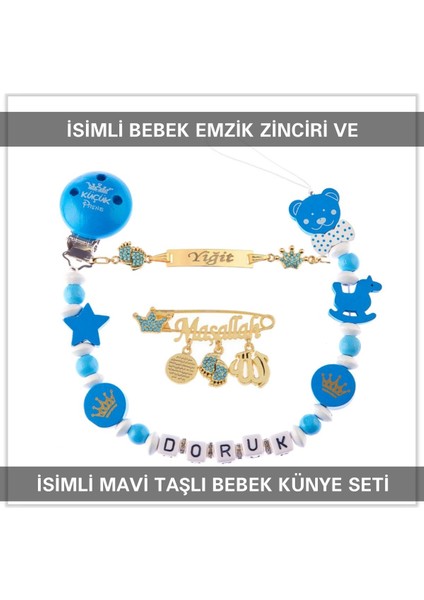 Isimli Bebek Emzik Zinciri ve Isimli Bebek Künye Seti BEZYI764